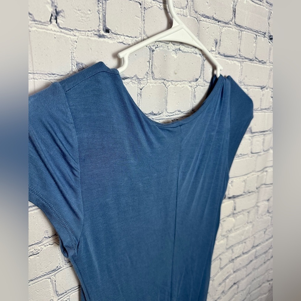 “See You Monday” Cute mid-length short sleeve blue dress - Picture 4 of 4